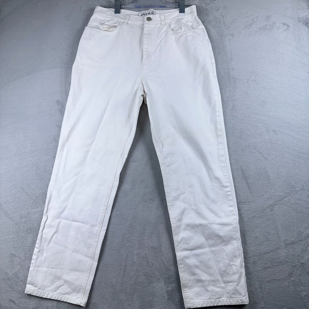 Jones Wear Sport Straight Leg Pants Stretch 100% Cotton Womens White Size 14